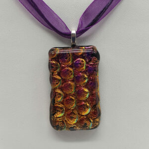 Pendentif dichroïque CBS violet/cuivre/émeraude - perle