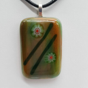 Pendentif bois de rose/vert aventurine et Murines